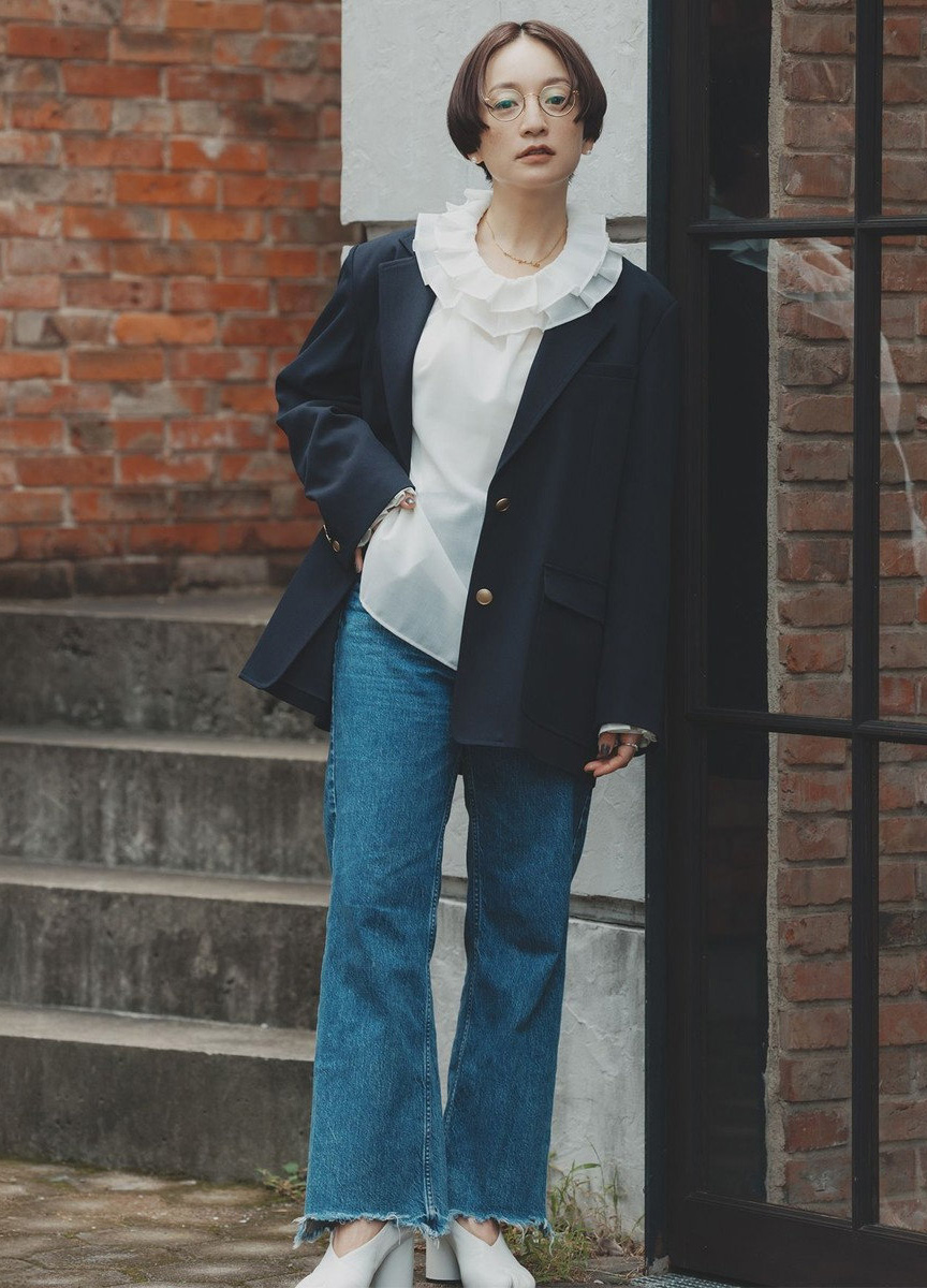 荷葉領兩穿襯衫